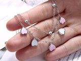 Pink Hearts Linked Chains Bracelet Resizable Jewelry