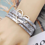Heart Charm Bracelets Wrap Multilayer Hollow PU Leather Women's Jewelry