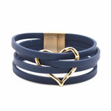 Heart Charm Bracelets Wrap Multilayer Hollow PU Leather Women's Jewelry