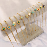 Stainless Steel Punk Cuban Chain Bracelets with Natural Stone