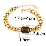 Stainless Steel Punk Cuban Chain Bracelets with Natural Stone
