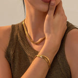 Herringbone Snake Chain Bracelet Flat Cuban Chain Stainless Steel Jewelry