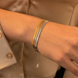 Herringbone Snake Chain Bracelet Flat Cuban Chain Stainless Steel Jewelry