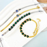 Stainless Steel Evil Eye Charm Bracelet Snake Chain Bangle Wrist Jewelry