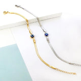 Stainless Steel Evil Eye Charm Bracelet Snake Chain Bangle Wrist Jewelry
