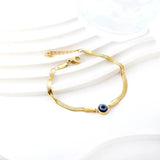 Stainless Steel Evil Eye Charm Bracelet Snake Chain Bangle Wrist Jewelry