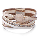 Bohemian Stone Charm Leather Bracelet Crystal Wrap Jewelry