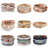 Bohemian Stone Charm Leather Bracelet Crystal Wrap Jewelry
