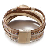 Bohemian Stone Charm Leather Bracelet Crystal Wrap Jewelry