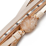 Bohemian Stone Charm Leather Bracelet Crystal Wrap Jewelry