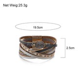 Bohemian Stone Charm Leather Bracelet Crystal Wrap Jewelry