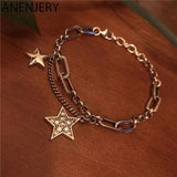 Silver Star Charm Bracelet Lock Chain Bracelet Women Party Jewelry