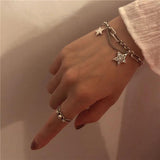 Silver Star Charm Bracelet Lock Chain Bracelet Women Party Jewelry