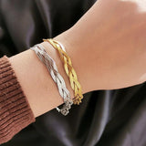 Hiphop Stainless Steel Bracelet Silver Braided Jewelry ZD1 SSP