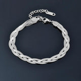 Hiphop Stainless Steel Bracelet Silver Braided Jewelry ZD1 SSP