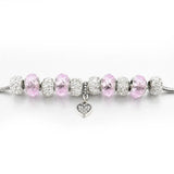Summer Pink Charm Bracelet Ladies Peach Heart Pendant Crystal Pop Bracel