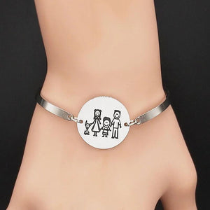 Family Dad Mom Boy Dog Steel Bracelet Silver Chain Jewelry B1732S01