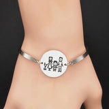 Family Dad Mom Boy Dog Steel Bracelet Silver Chain Jewelry B1732S01