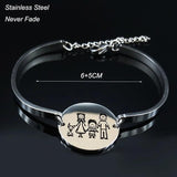 Family Dad Mom Boy Dog Steel Bracelet Silver Chain Jewelry B1732S01
