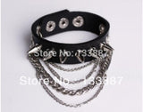 Punk Rivet Chain Bracelet Spike Leather Rock Style Metal