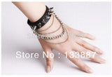 Punk Rivet Chain Bracelet Spike Leather Rock Style Metal