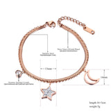 Star Moon Charm Double Layer Bracelet for Women Snake Chain Boho Jewelry
