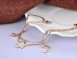 Star Moon Charm Double Layer Bracelet for Women Snake Chain Boho Jewelry