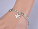 Star Moon Charm Double Layer Bracelet for Women Snake Chain Boho Jewelry