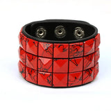 Vintage Punk Style Leather Bracelet For Men Wide Bangle Jewelry
