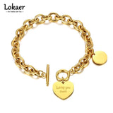 Titanium Stainless Steel Love You More Heart Charm Bracelets For Women