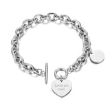 Titanium Stainless Steel Love You More Heart Charm Bracelets For Women