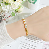 316L SS Bead Splicing Pearl Bracelet Ladies High Jewelry Accessories