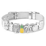 European Style Dog Paw Avocado Slide Bracelet Stainless Steel Mesh Bangle