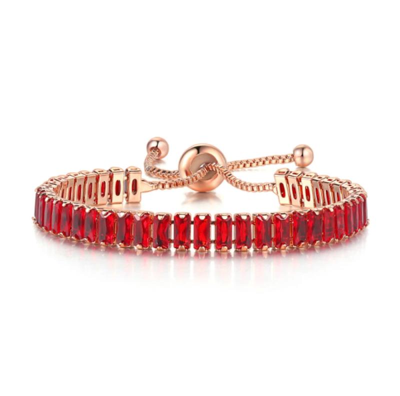 Adjustable Crystal Birthstone Tennis Bracelet for Women