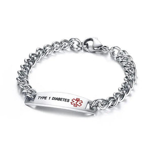 Men's Stainless Steel Medical Bracelet DIABETES EPILEPSY WARFARIN PACEMAKER