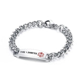 Men's Stainless Steel Medical Bracelet DIABETES EPILEPSY WARFARIN PACEMAKER