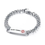 Men's Stainless Steel Medical Bracelet DIABETES EPILEPSY WARFARIN PACEMAKER