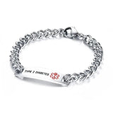 Men's Stainless Steel Medical Bracelet DIABETES EPILEPSY WARFARIN PACEMAKER