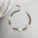 Thai Silver Smiling Face Animal Chain Bracelet for Women