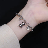 Thai Silver Smiling Face Animal Chain Bracelet for Women
