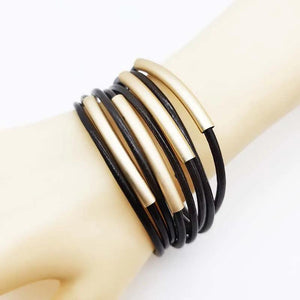 Punk Pattern Leather Bracelet Metal Wide Wrap Femme Jewelry