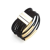 Punk Pattern Leather Bracelet Metal Wide Wrap Femme Jewelry