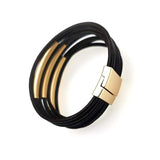 Punk Pattern Leather Bracelet Metal Wide Wrap Femme Jewelry