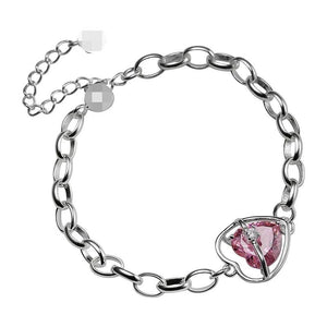 Pink Zircon Heart Bracelet Link Chain Jewelry