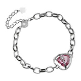 Pink Zircon Heart Bracelet Link Chain Jewelry