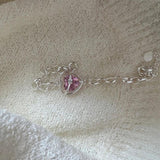 Pink Zircon Heart Bracelet Link Chain Jewelry