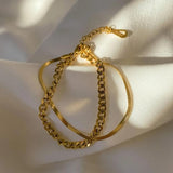 Womens Rope Cuban Chains Boho Double Layered Bracelets