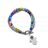 UZone Charm Eyes Bracelets for Women Stainless Steel Beads Double Layer Bangle