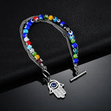 UZone Charm Eyes Bracelets for Women Stainless Steel Beads Double Layer Bangle