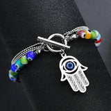 UZone Charm Eyes Bracelets for Women Stainless Steel Beads Double Layer Bangle